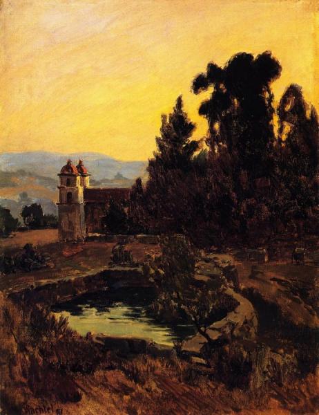 Secluded Mission, Santa Barbara by Elmer Wachtel