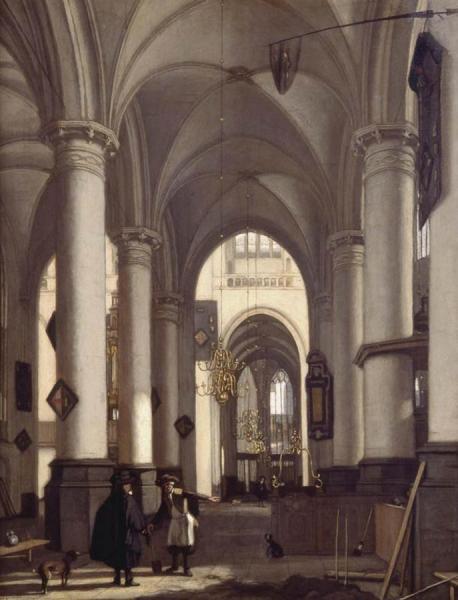 Interior Of A Gothic Church by Emanuel De Witte