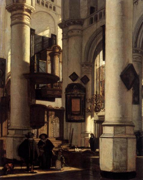 Emanuel De Witte Interior Of A Protestant Gothic Church