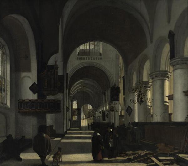 Emanuel De Witte Interior Of A Protestant Gothic Church