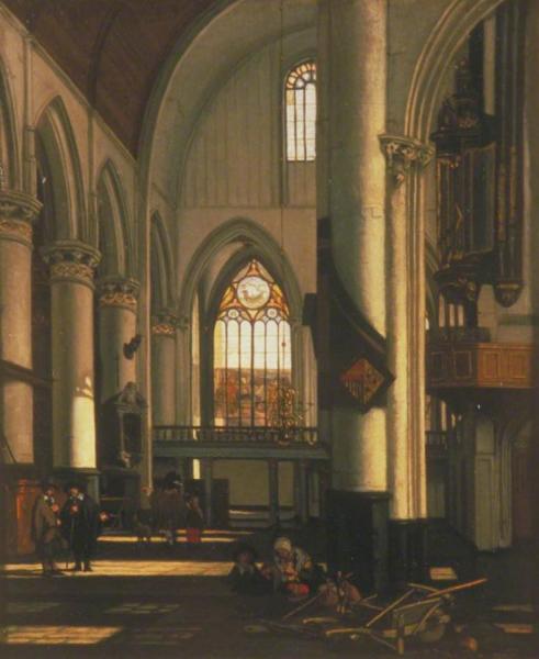 Interior Of An Imaginary Protestant Gothic Church by Emanuel De Witte