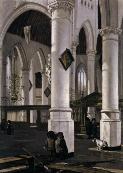 Interior Of The Oude Kerk, Delft by Emanuel De Witte