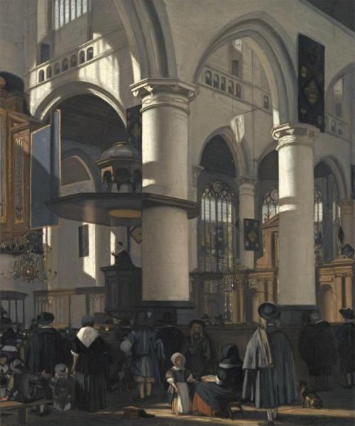 Interior Of The Oude Kerk, Delft by Emanuel De Witte