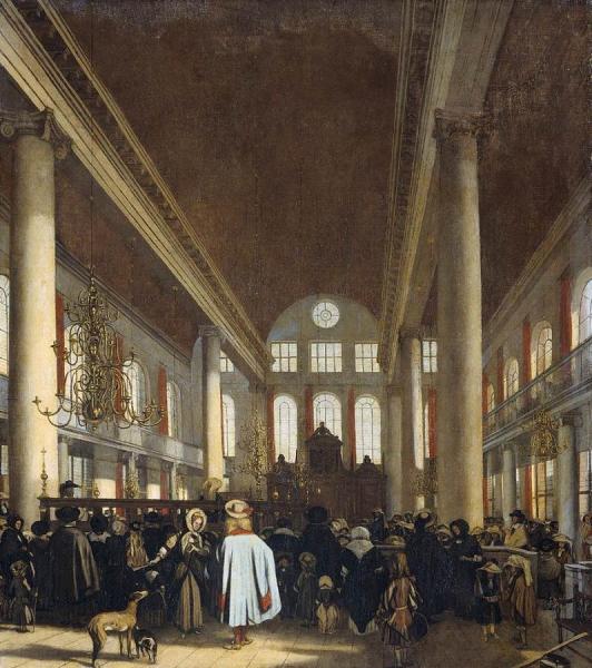 Interior Of The Portuguese Synagogue In Amsterdam by Emanuel De Witte