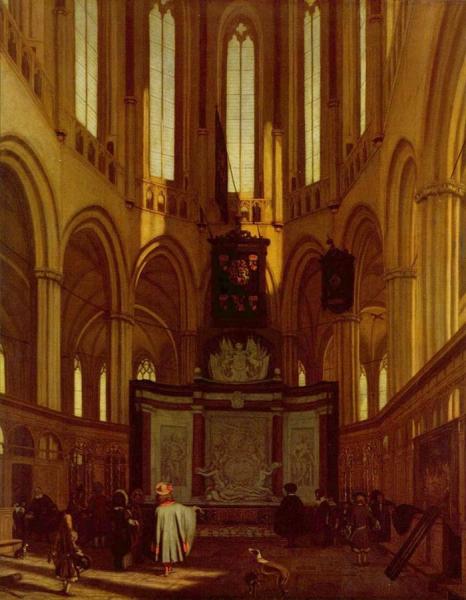 The Choir Of The Nieuwe Kerk In Amsterdam With The Tomb Of Michiel De Ruijter by Emanuel De Witte
