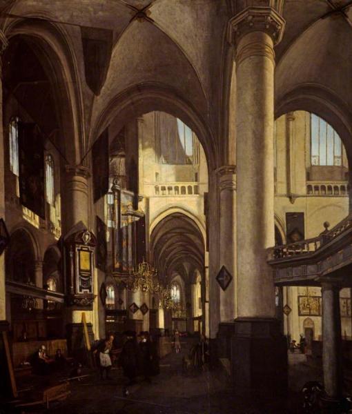 The Interior Of A Dutch Church by Emanuel De Witte