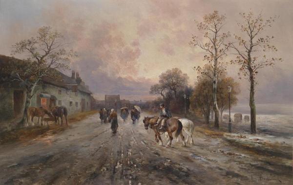 Evening In A Village by Emil Barbarini
