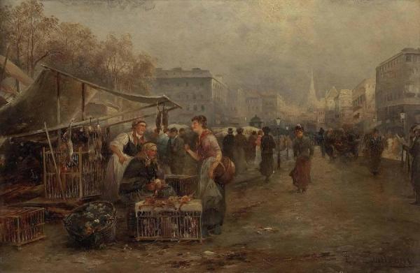 Market In Vienna by Emil Barbarini