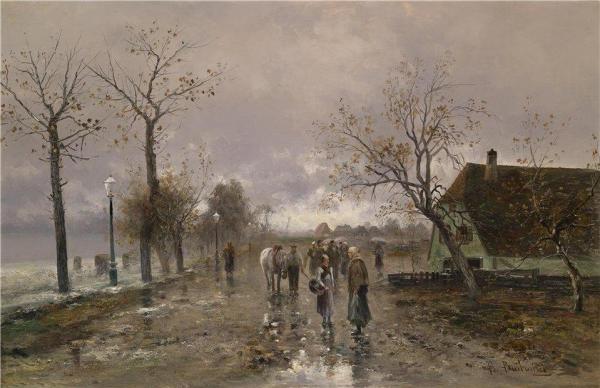 On The Village Road by Emil Barbarini
