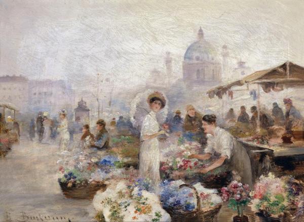Vienna's Naschmarkt, Karlskirche by Emil Barbarini
