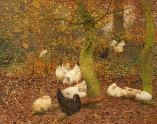 Poultry In A Wood by Emil Claus