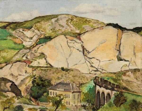 Landscape With Viaduct At Hlubočepy by Emil Filla Oil Painting Reproductions