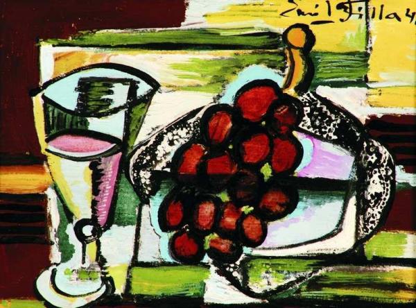 Still Life With A Cup And Grapes by Emil Filla Oil Painting Reproductions