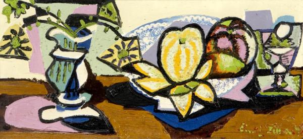 Still Life With A Vase Of Flowers, A Bowl Of Oranges And A Glass, 1948 by Emil Filla Oil Painting Reproductions