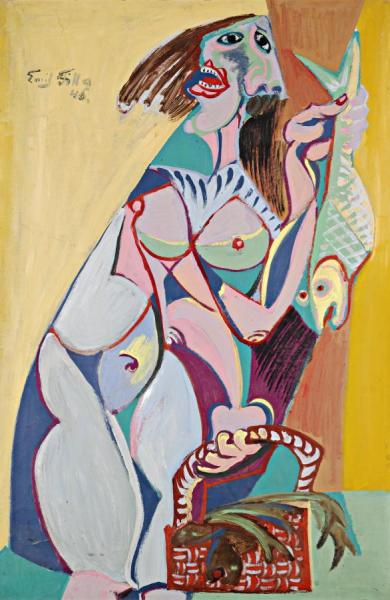 Woman Selling Fish by Emil Filla