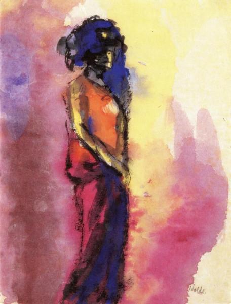 Actress, Orange And Red by Emil Nolde