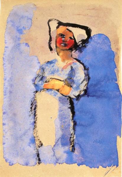 Actress, White And Blue by Emil Nolde