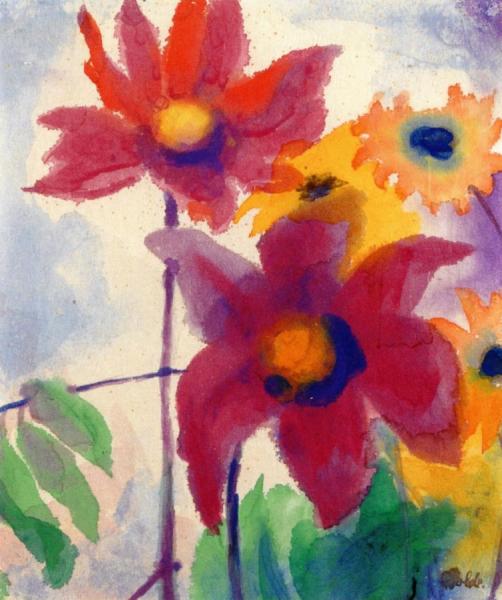 Asters And Small Sunflowers by Emil Nolde