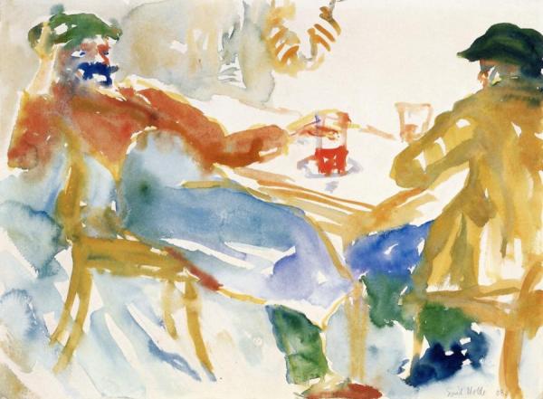 At The Table In The Inn by Emil Nolde