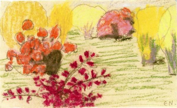 Blooming Bushes (red And Yellow) by Emil Nolde