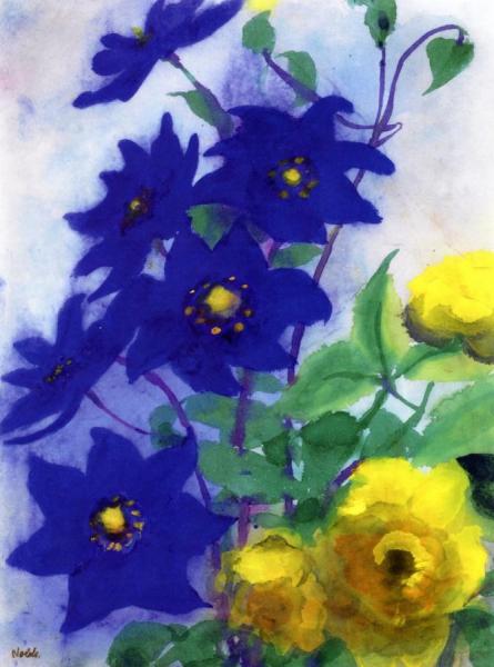 Blue And Yellow Flowers by Emil Nolde Oil Painting Reproductions