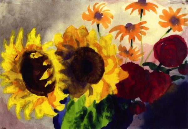Bouquet With Sunflowers by Emil Nolde Oil Painting Reproductions