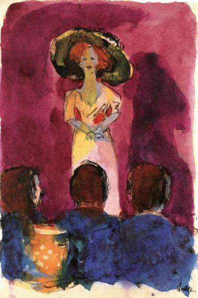 Cabaret Singer And Audience by Emil Nolde
