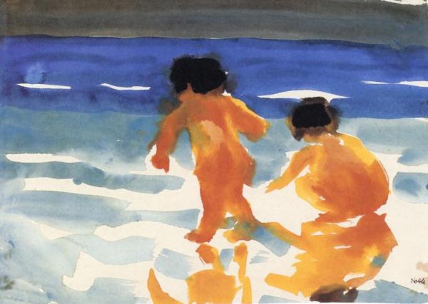 Children On The Seashore by Emil Nolde Oil Painting Reproductions