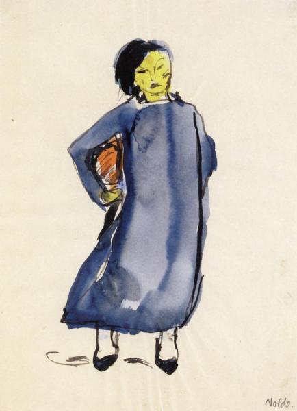 Chinese Woman, Blue Dress by Emil Nolde Oil Painting Reproductions