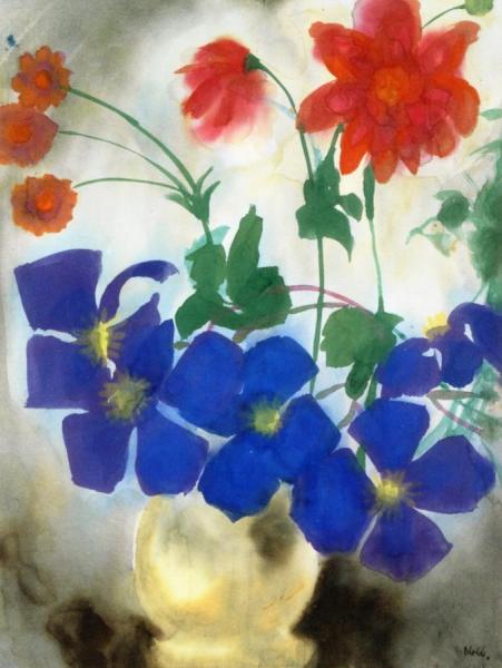 Clamatis With Yellow Vase by Emil Nolde