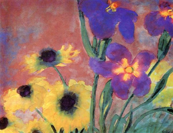 Daisies And Irises by Emil Nolde Oil Painting Reproductions