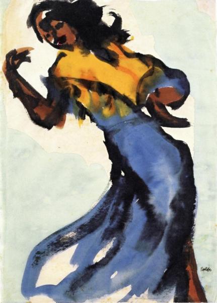 Dance In A Blue Skirt by Emil Nolde