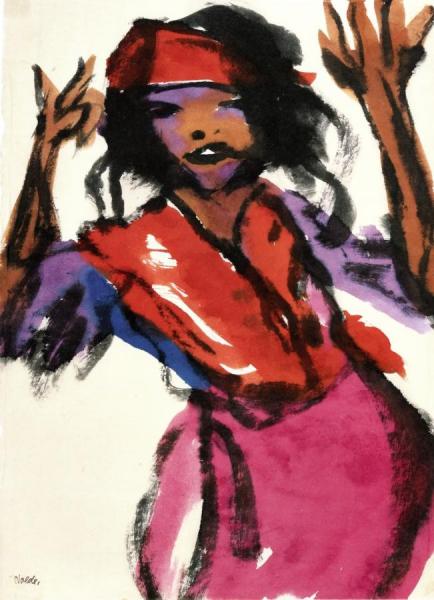 Dancer With Raised Arms by Emil Nolde