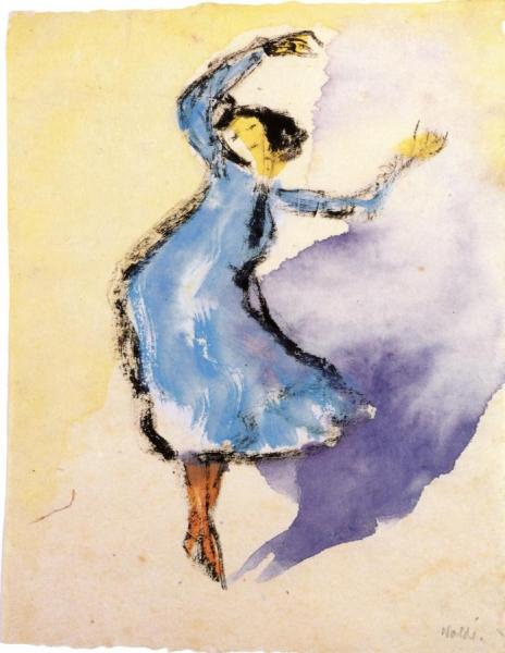 Dancing Girl, Light Blue by Emil Nolde