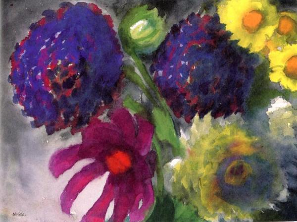 Dark Dahlias by Emil Nolde Oil Painting Reproductions