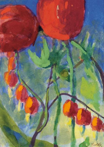 Dicentra Flowers And Tulips by Emil Nolde