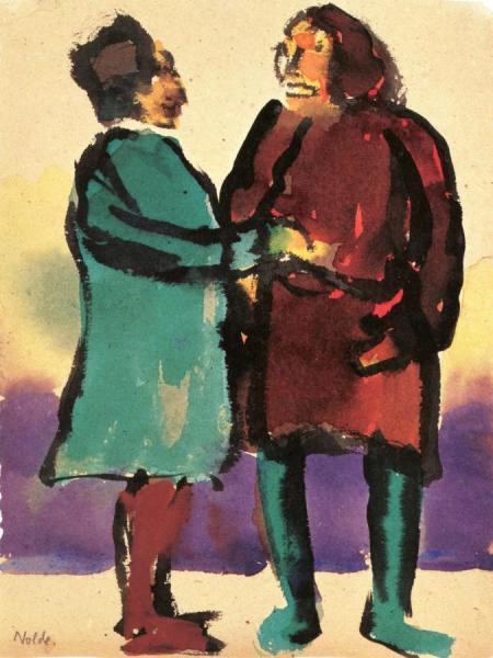 Discussion, 'graf Von Gleichen' With Paul Wegener by Emil Nolde Oil Painting Reproductions