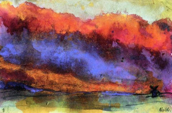 Evening Landscape With Windmill by Emil Nolde