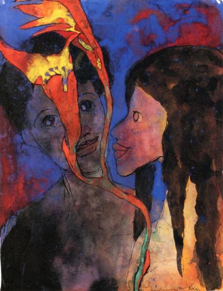 Exotic Couple And Blossoms by Emil Nolde Oil Painting Reproductions