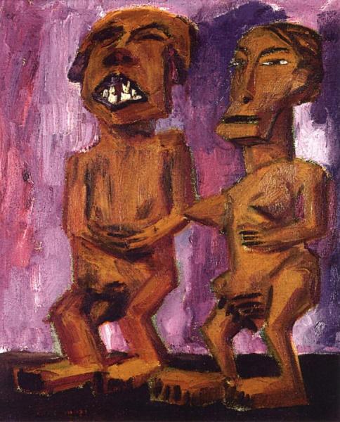 Exotic Figurines, Man And Woman by Emil Nolde