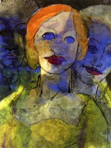 Fantasy: Three Heads by Emil Nolde