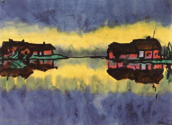 Farmhouses In Flooded Marshes by Emil Nolde