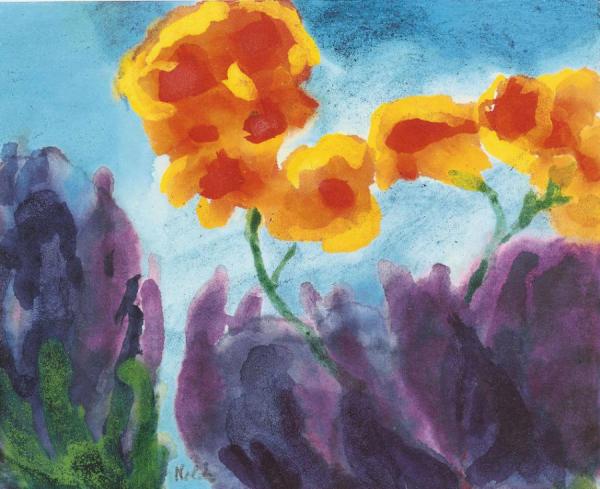 Garden Flowers, Yellow And Violet by Emil Nolde