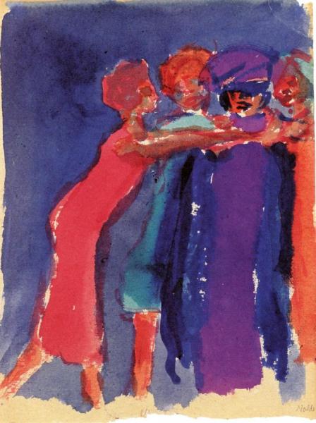 Group Of People, Red And Purple by Emil Nolde