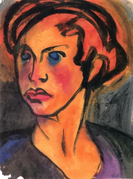 Head Of A Girl, Orange Hair by Emil Nolde