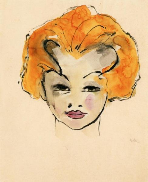 Head Of A Girl, Orange Hair by Emil Nolde
