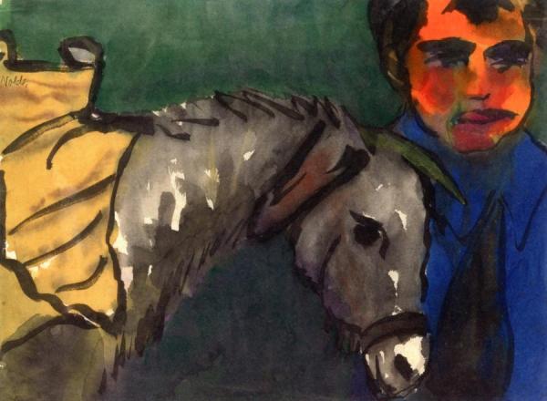 Italian Boy With A Donkey by Emil Nolde