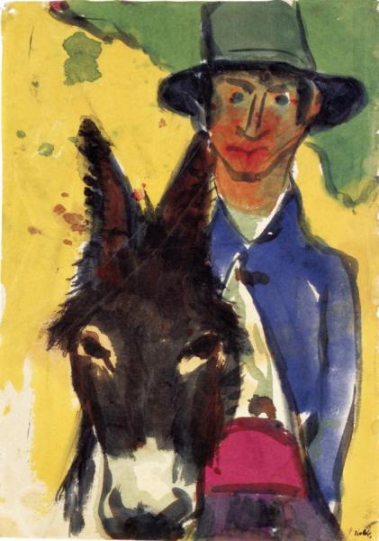 Man And Donkey by Emil Nolde Oil Painting Reproductions