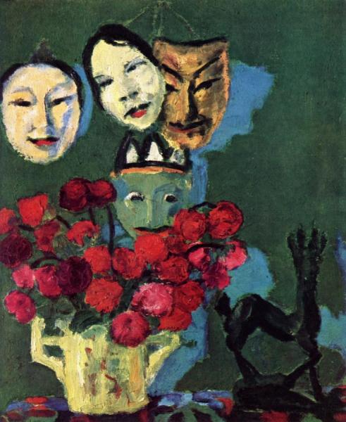 Masks And Dahlias by Emil Nolde