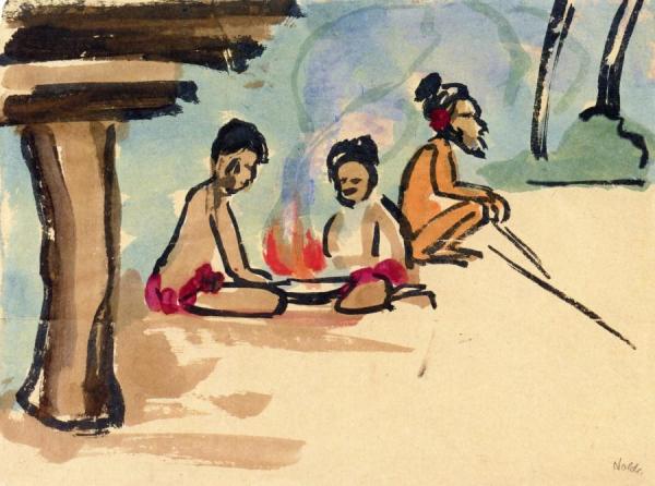 Natives By The Fire by Emil Nolde